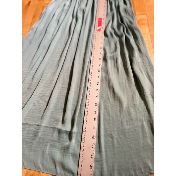Urban OutFitters Dress Valerie‎ Smocked Satin Midi Pleated V Neck Slip Sz L - Picture 9 of 11